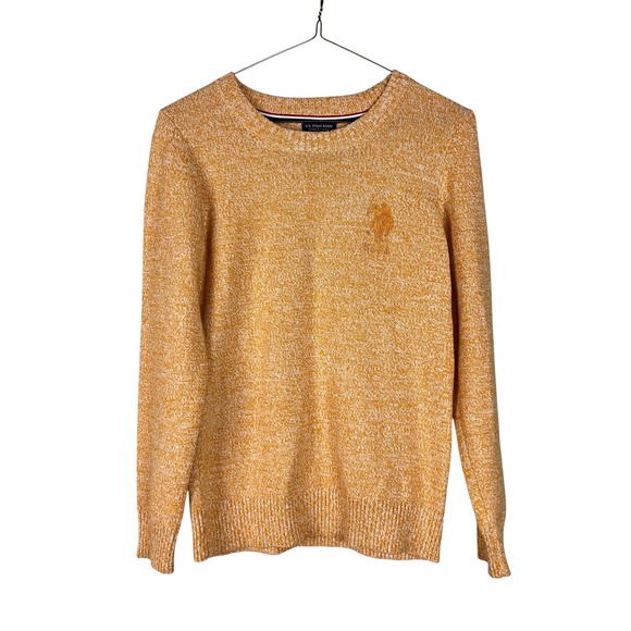 U.S. Polo Assn. Sweaters - US Polo Assn Womens XS Orange Marled Crewneck Sweater Long Sleeve Pullover Logo